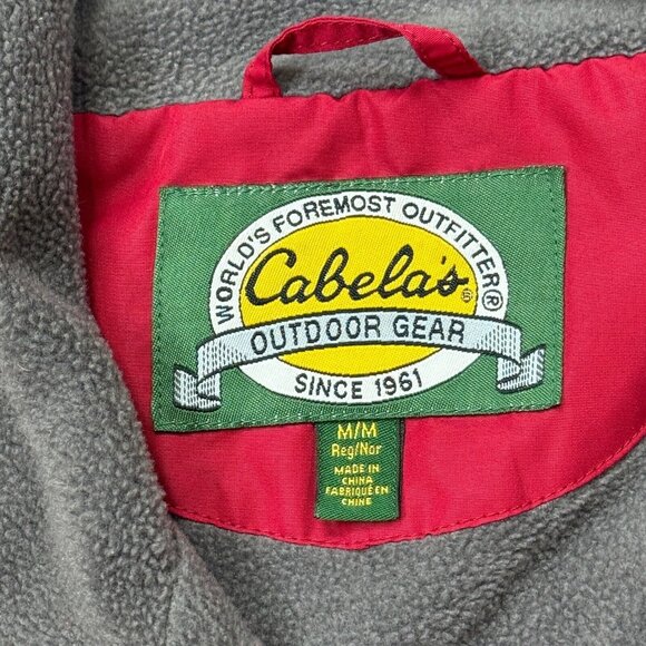 Cabelas Mens Red Gray Colorblock Full Zip Jacket Mock Neck Fleece Lined Size M - Picture 5 of 13